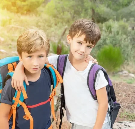 Ivory's Rock​ kids with camping gear