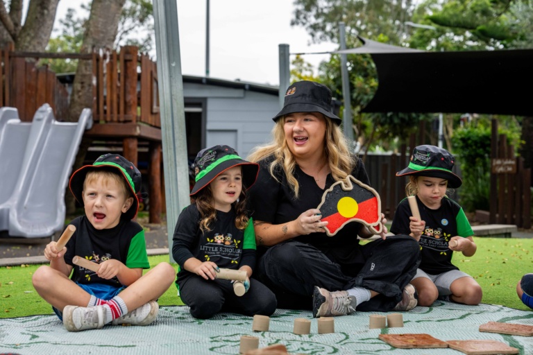 Educational Leader Playing Outdoor With Little Scholar Kids Early Development