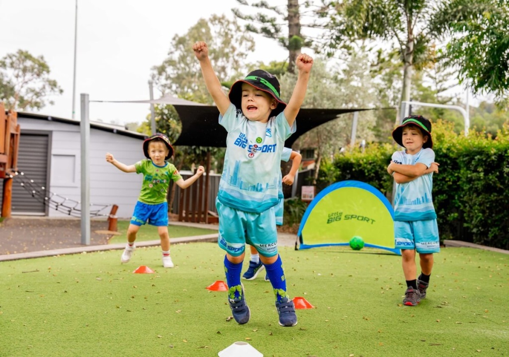 Kids Jumping Active Play Sport In Early Childhood Education At Little Scholars