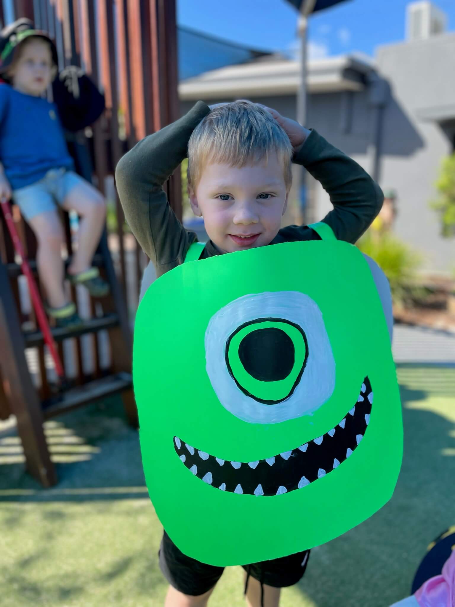 Little Boy Smiling In Handmade Costume For Halloween Dress Up Day At Little Scholars